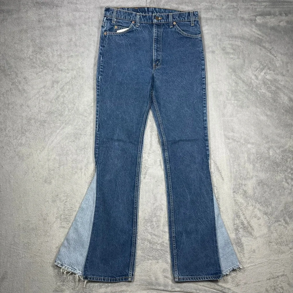 Vtg 90's Levis 517 Jeans 36x38(34x37) USA Orange Tab Bell Bottom Flare Upcycled